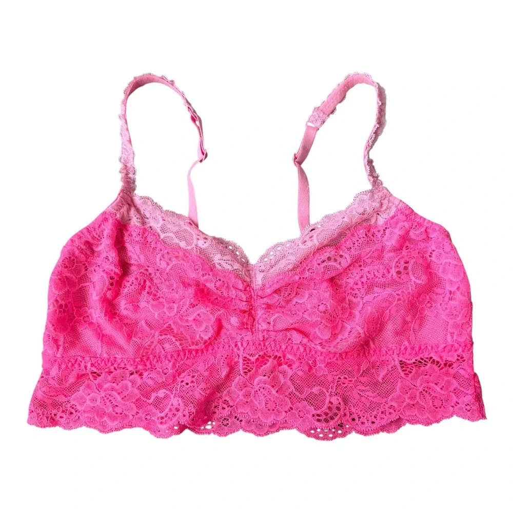 Victoria's Secret Pink Lace Longline Bralette Large Y2K Coquette Festival - Picture 2 of 5